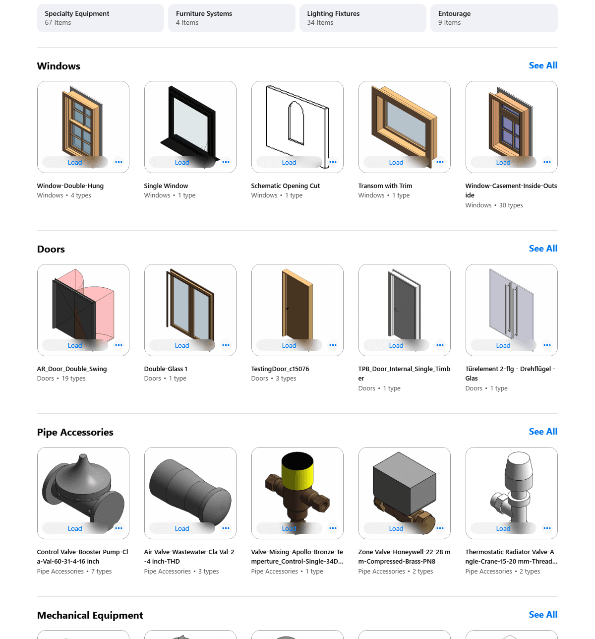Content grouped by category