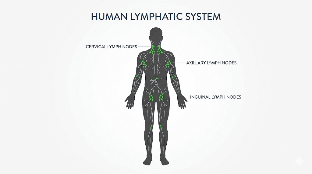 Lymph node locations in the human body diagram for semaglutide users