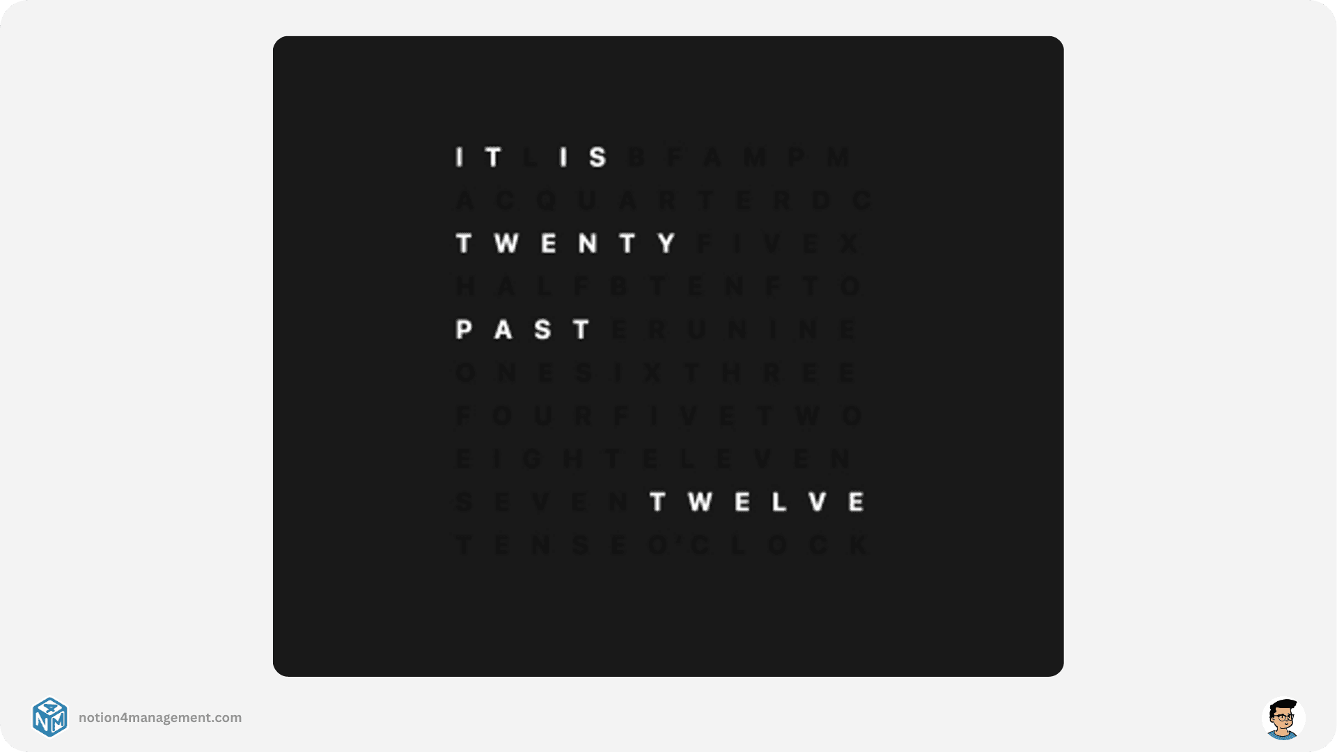 Notion Clock widget with words