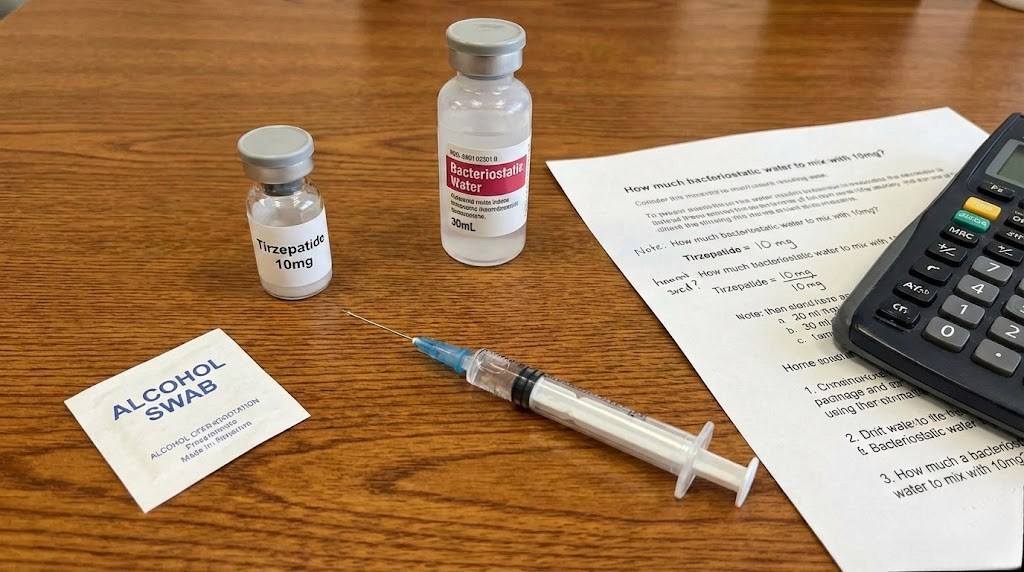 How much bacteriostatic water to mix with 10mg of tirzepatide