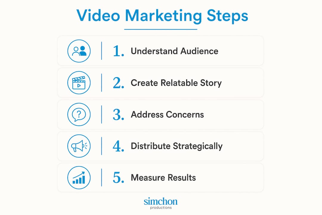 Infographic showing video marketing steps for families