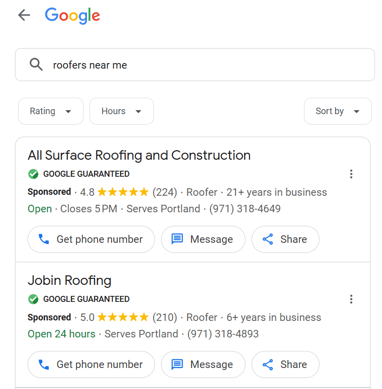 roofers near me google ads