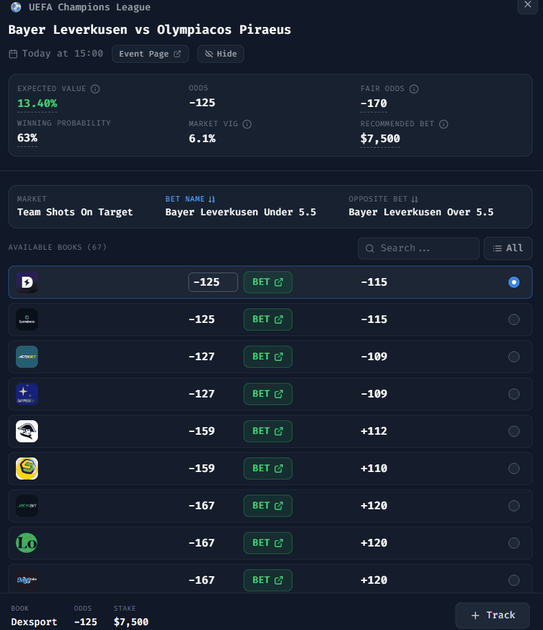 Bet Hero +EV feed in time