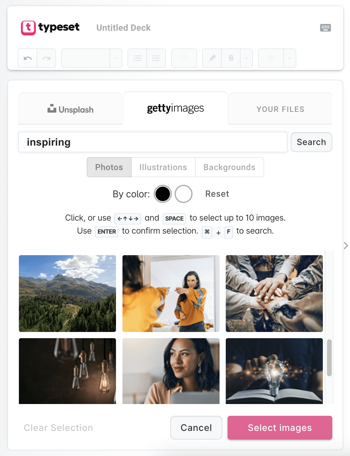 Easy access to Getty Images through Typeset integration