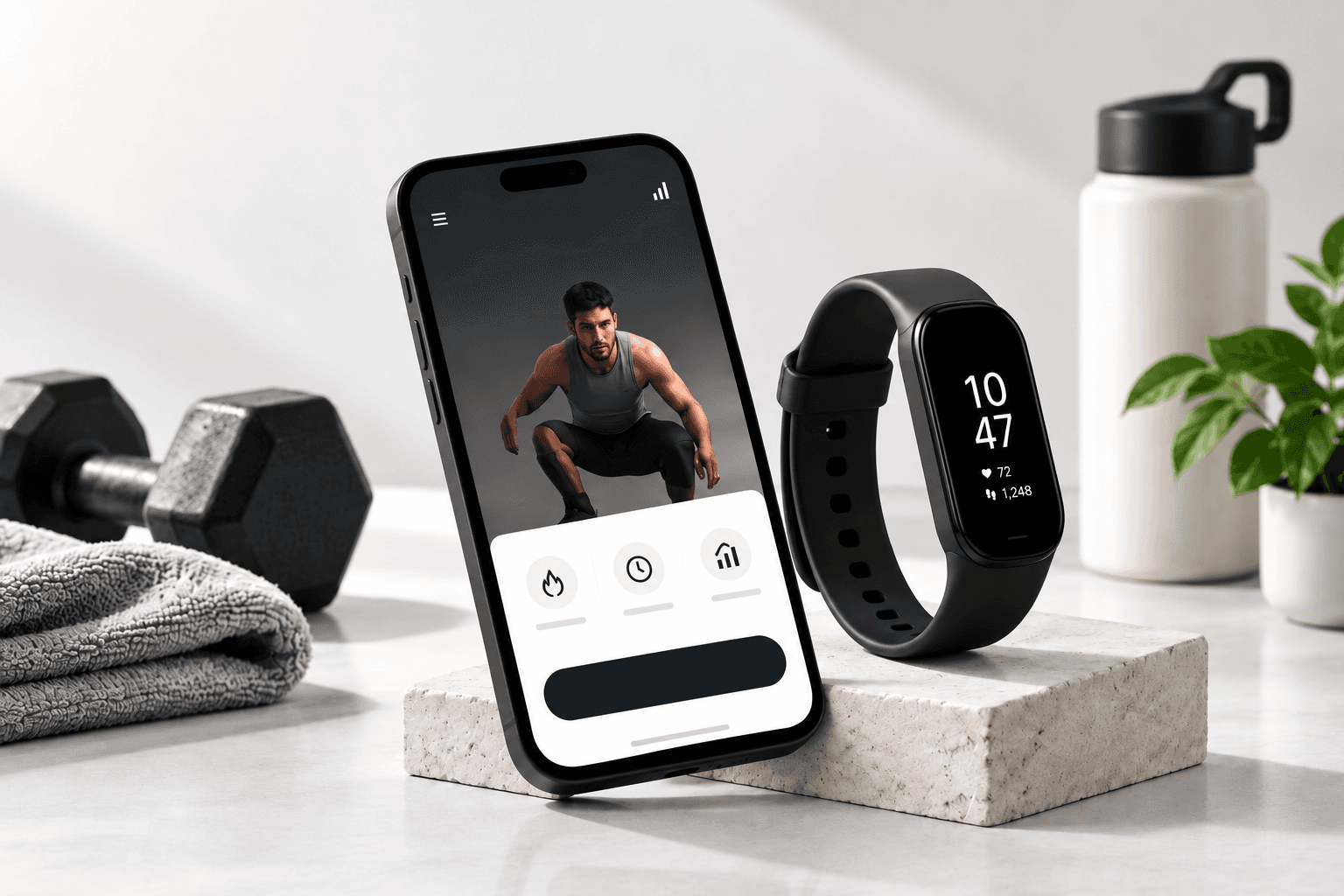 Pulse Lab training app on a phone beside a fitness watch