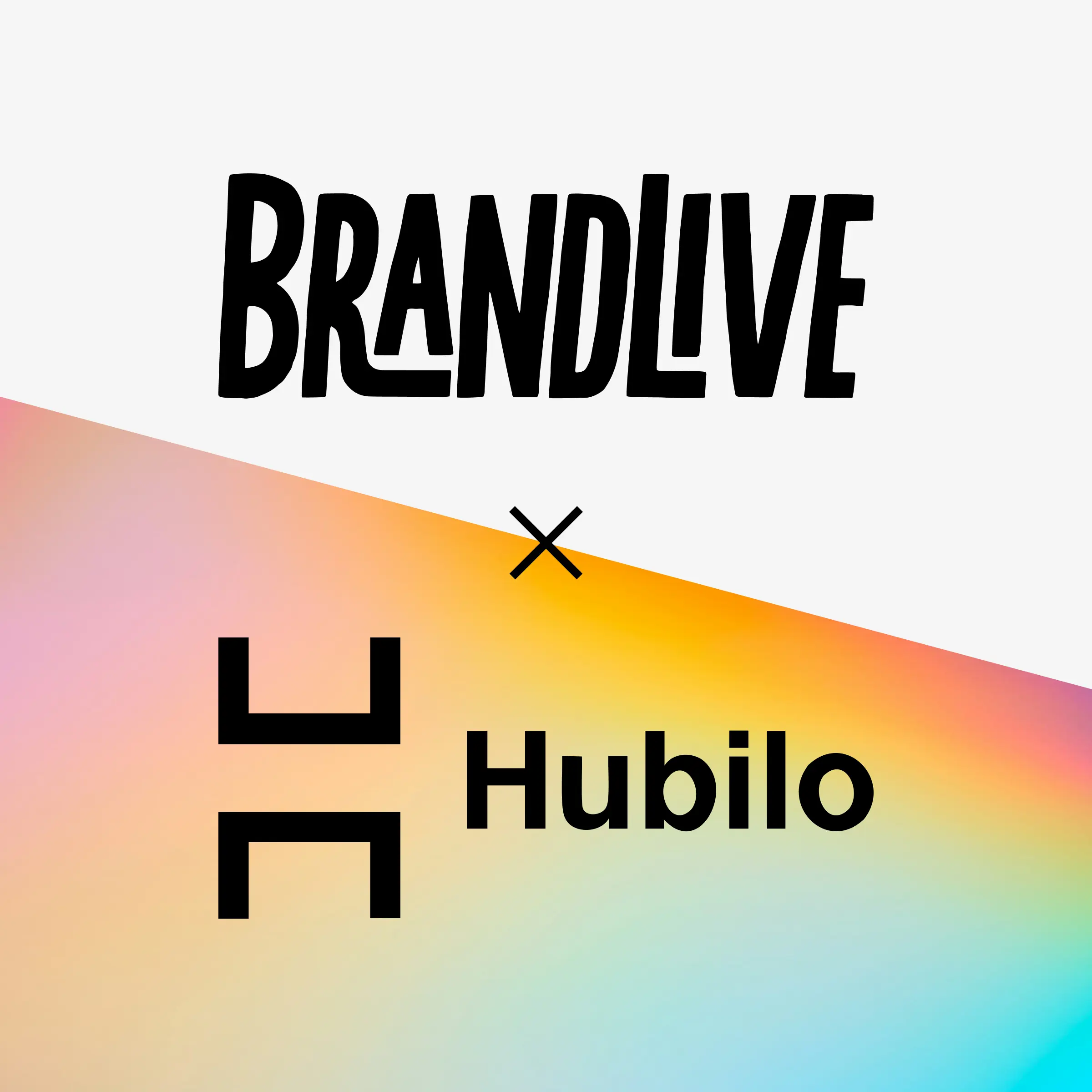 Brandlive and Hubilo logos on a gradient background