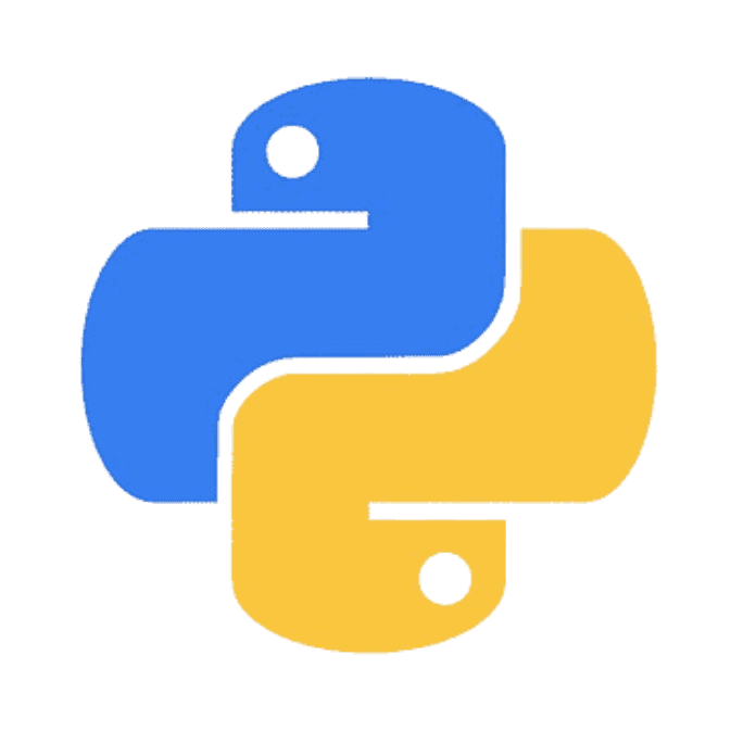 Logo of Python programming language featuring a blue and yellow snake design.