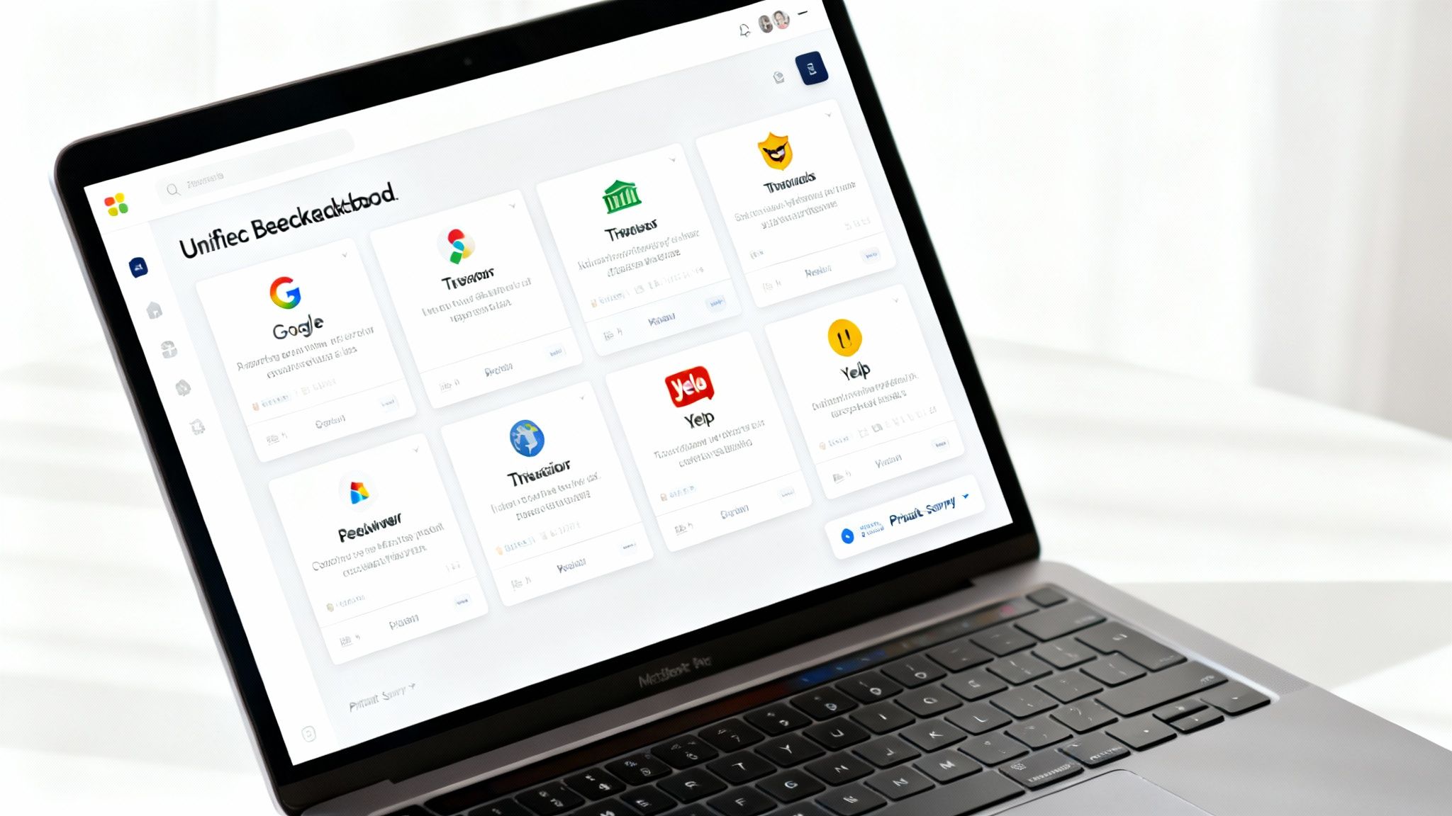 A screenshot of the FeedbackRobot Radar dashboard showing unified reviews from Google, TripAdvisor, and Yelp in one clean interface, highlighting the ability to track sentiment trends over time.