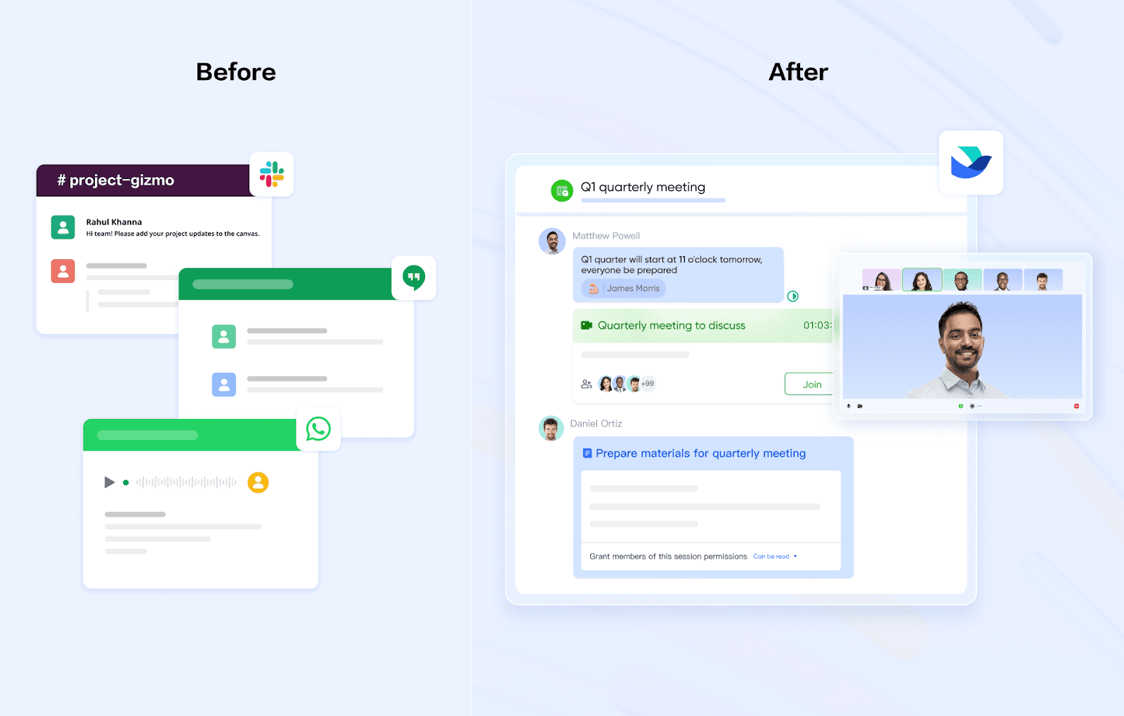 Groups in multiple chat and videoconferencing apps are replaced with Lark Messenger and Meetings 