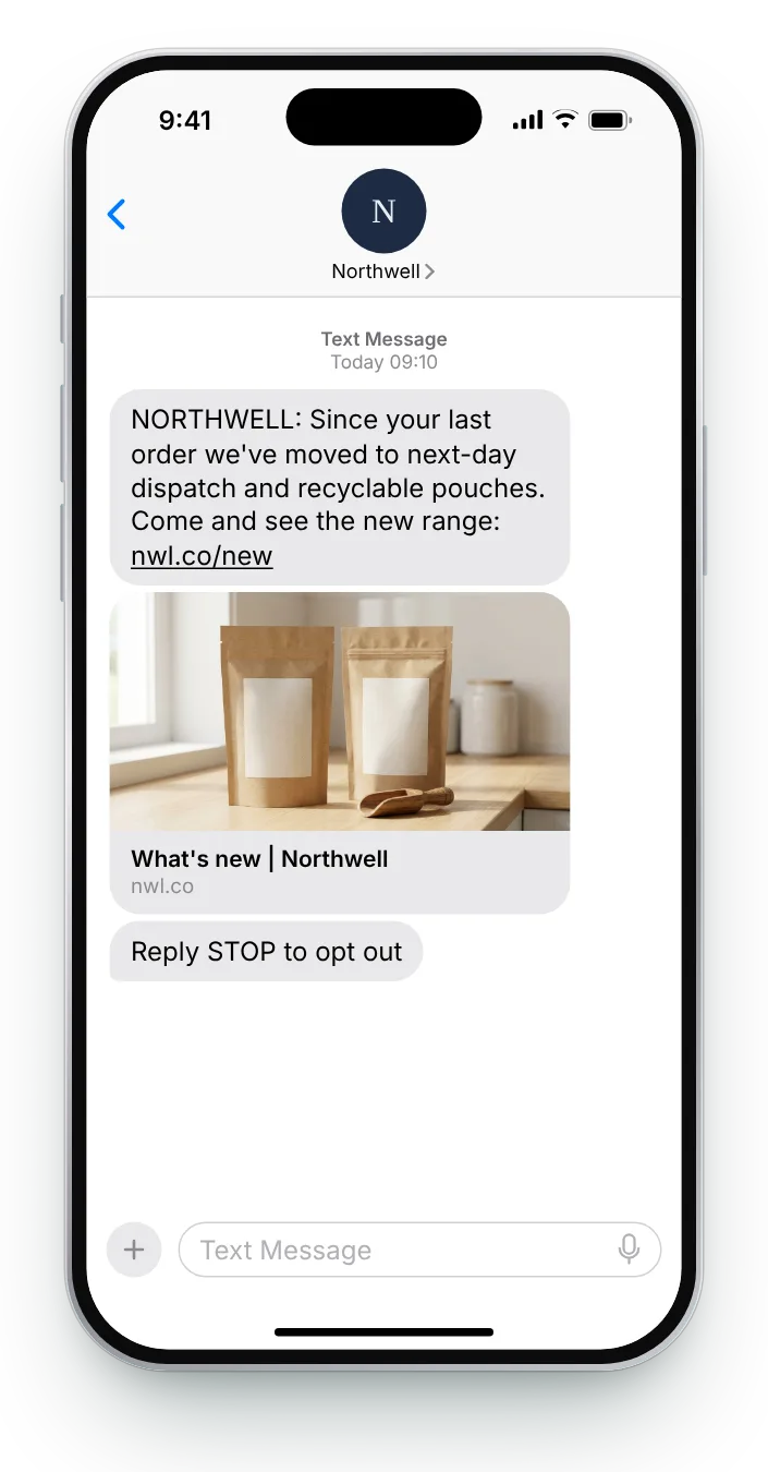 What is different since they left SMS win-back text on an iPhone