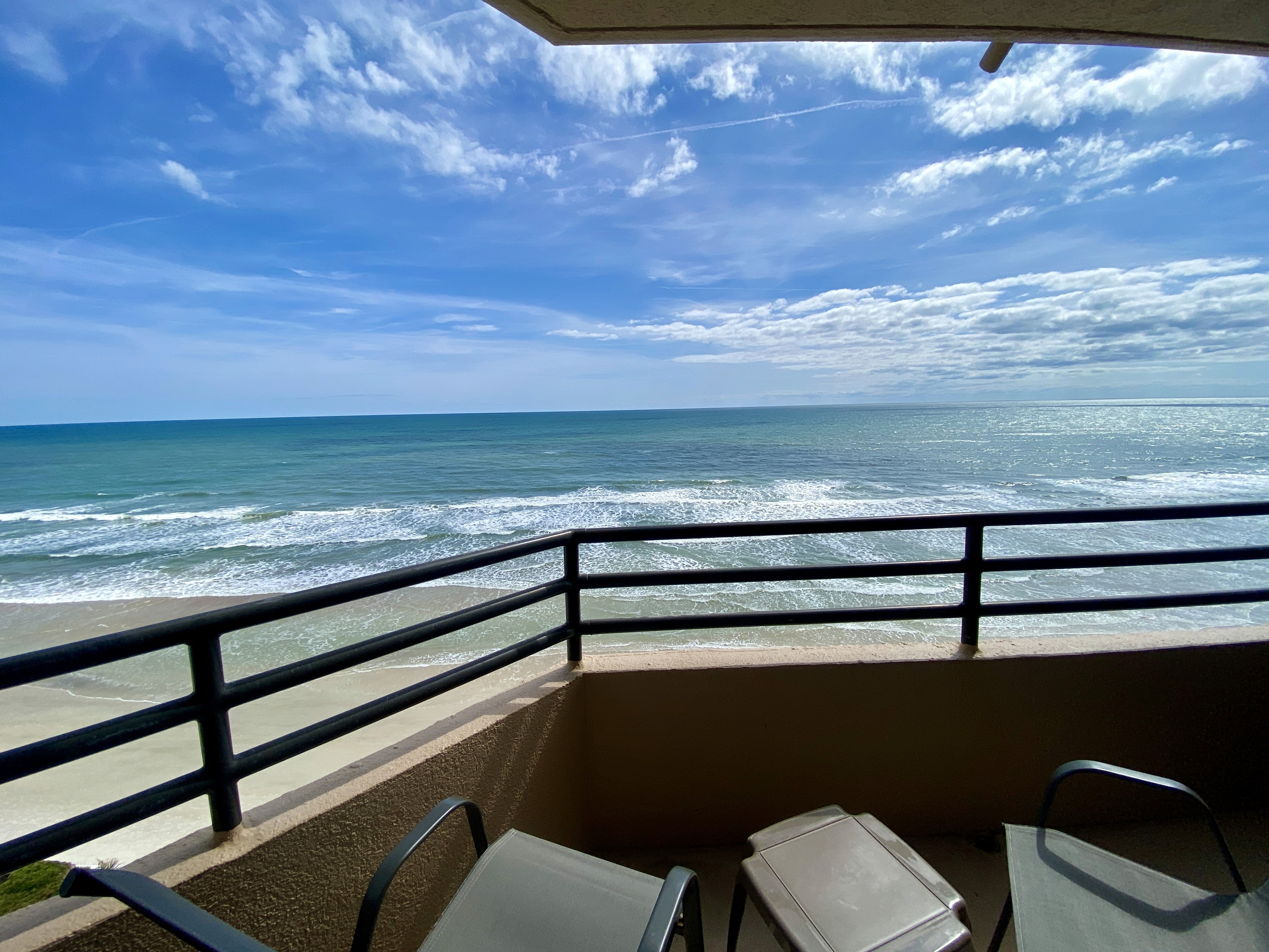 Ocean view from the balcony, Unit 704 at Oceans Atrium, a vacation rental in Daytona Beach Shores