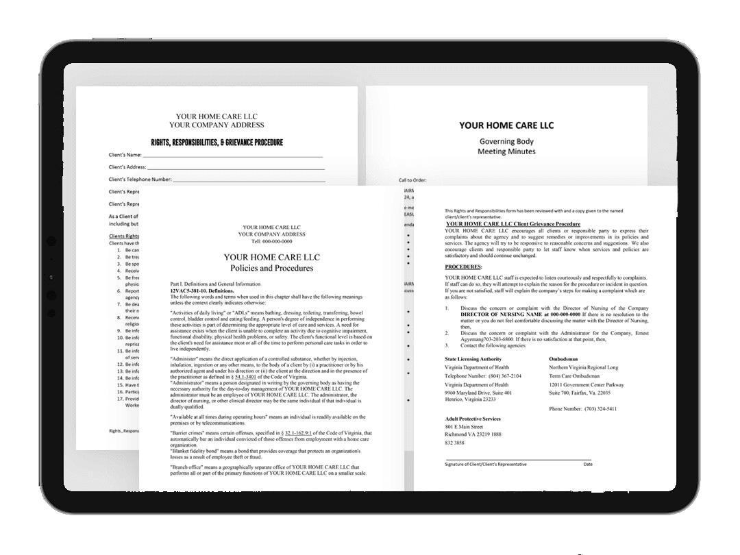 Screenshot of Documents template