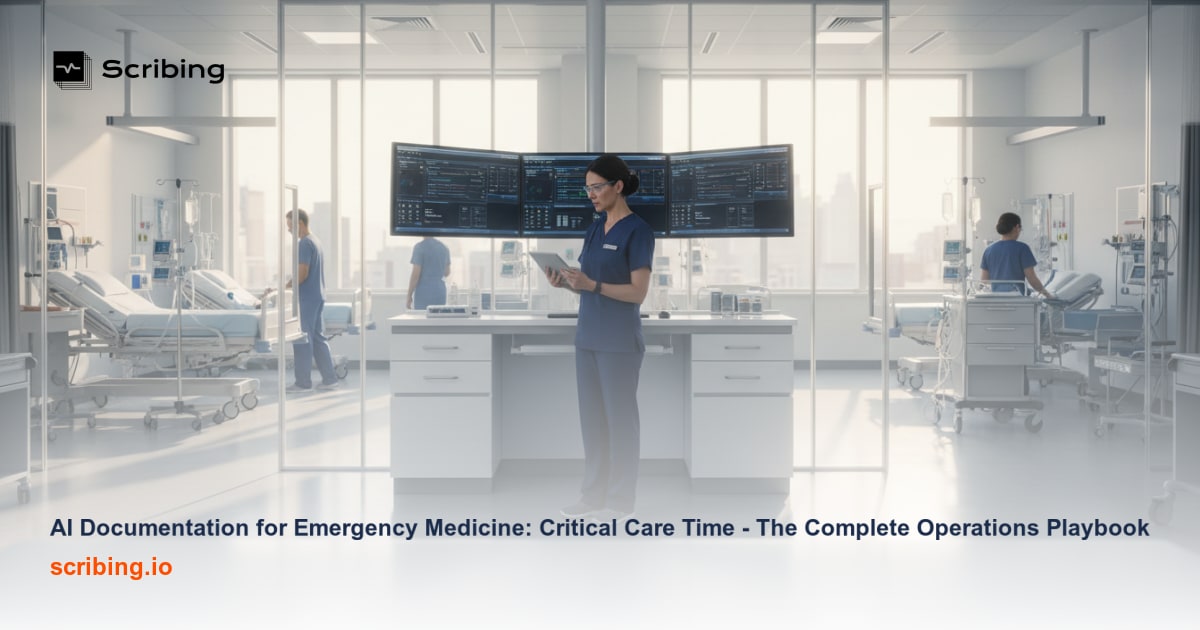Emergency department workstation with digital patient chart representing AI-powered documentation for critical care time tracking in emergency medicine