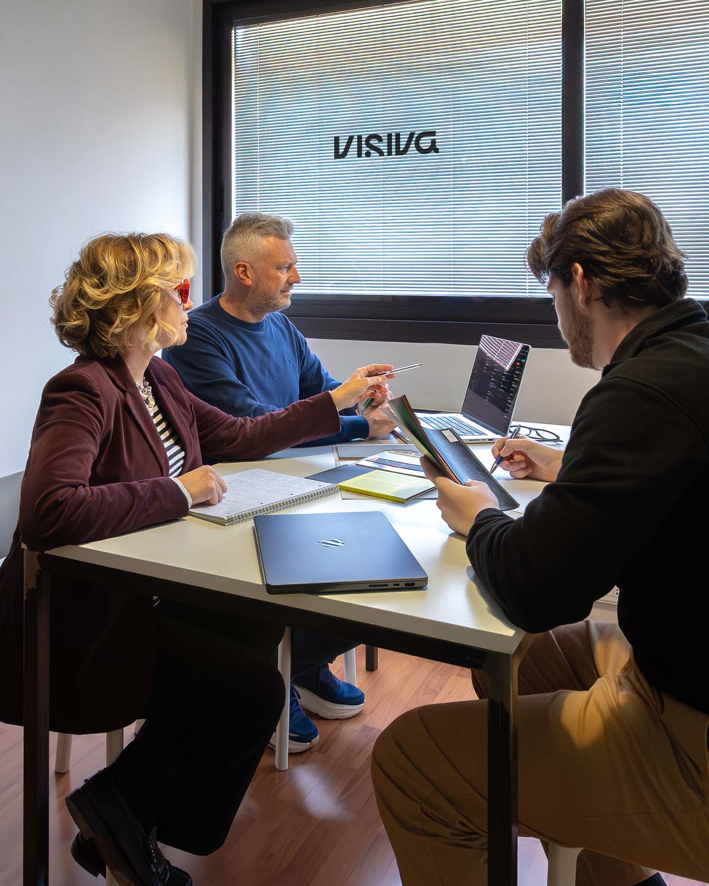 Two women laughing at work