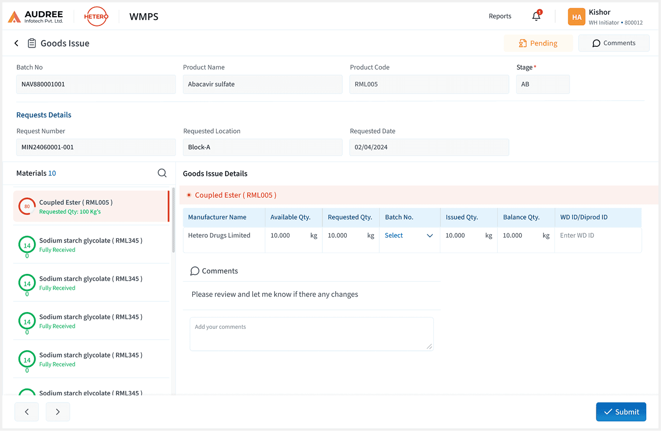 Audree screen example for UI UX Web Software Design Services