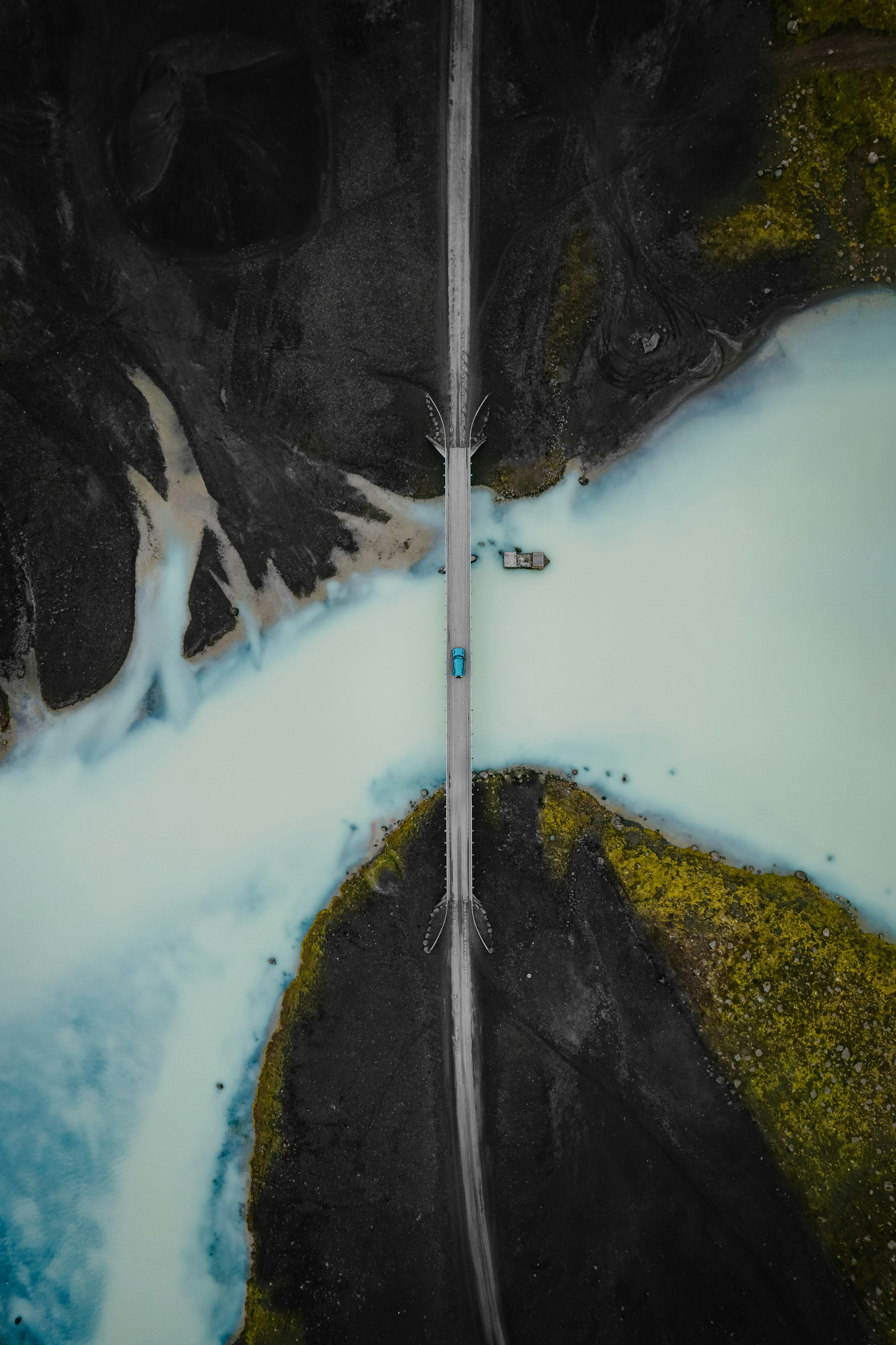 view of snowy road in Iceland 