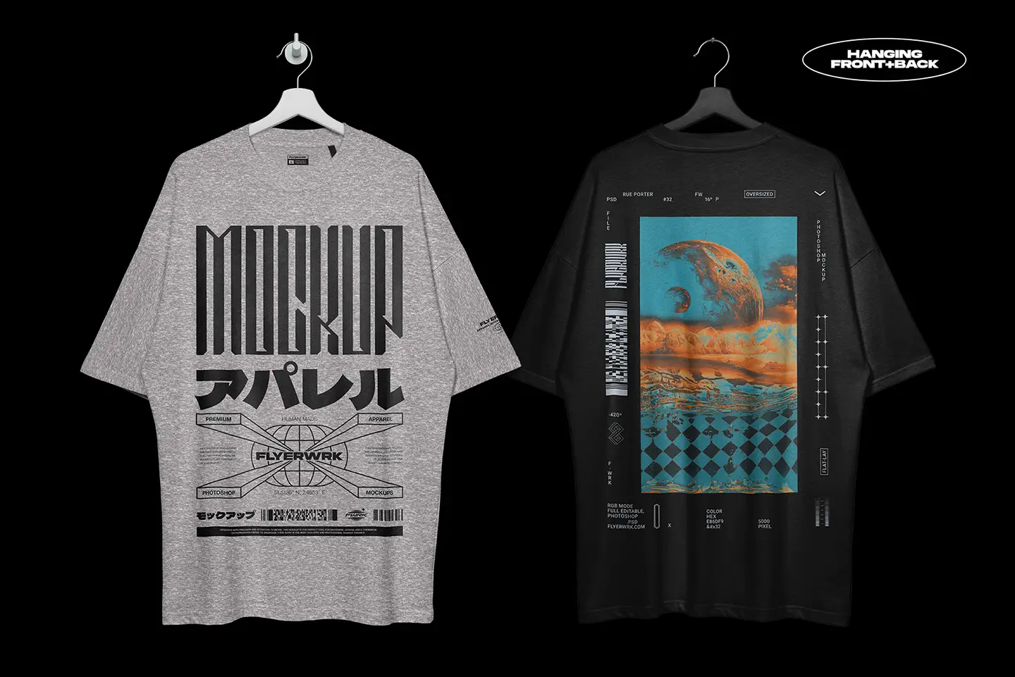 Rue Porter T-Shirt hanging mockup showing design presentation example