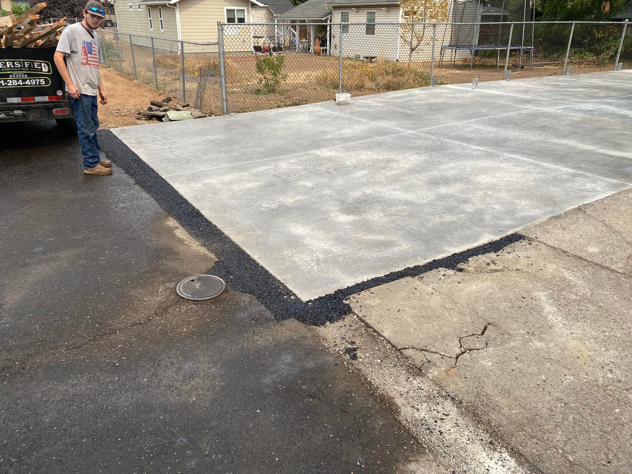 Completed concrete driveway excavation and repair in Oregon City