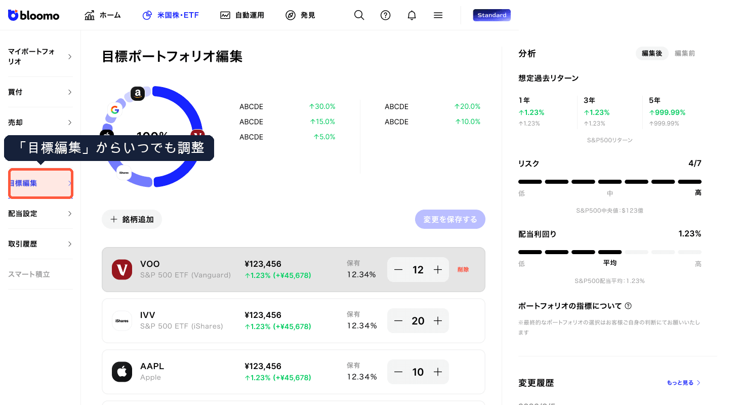 目標編集メニュー