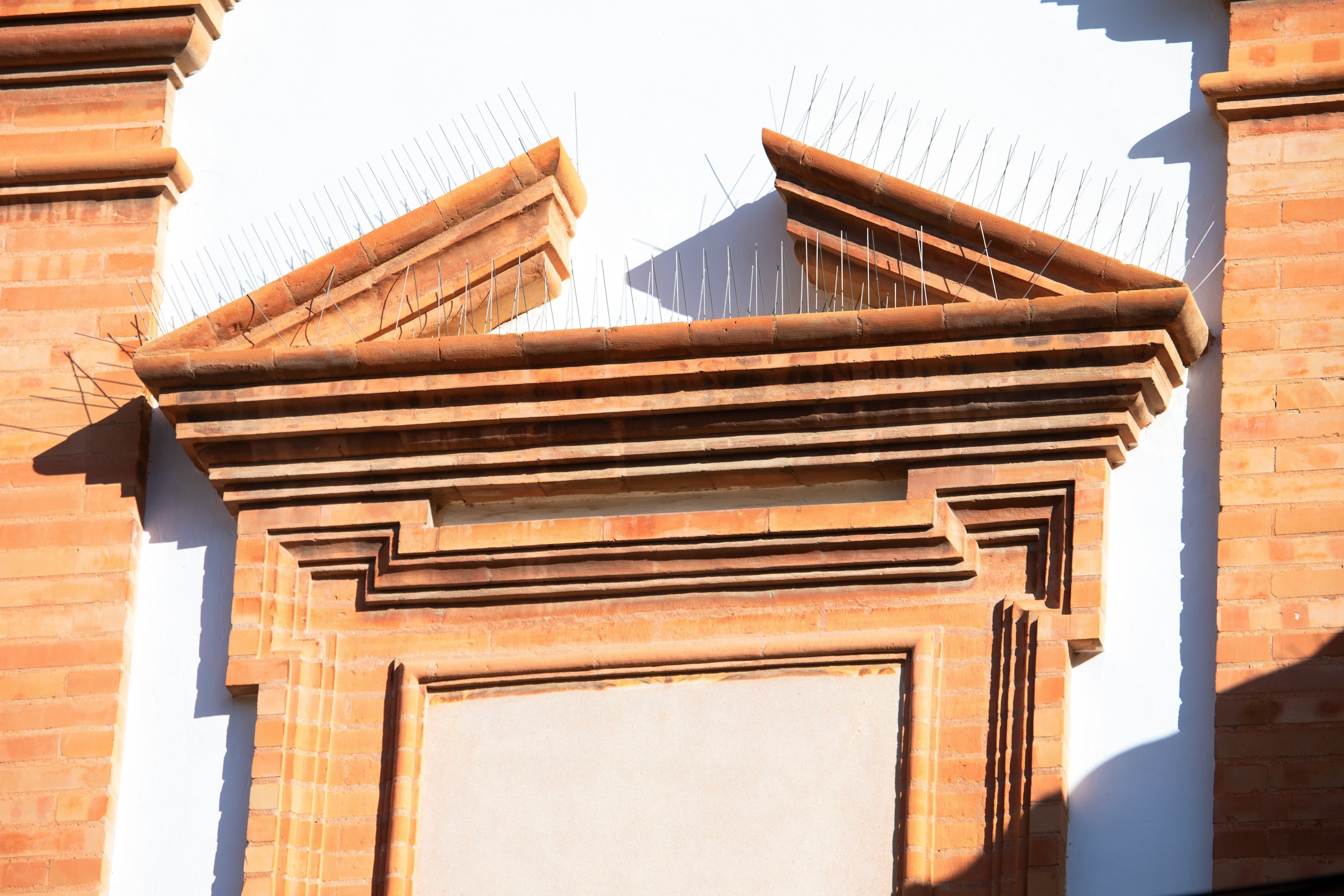 Bird spikes installed on ledge