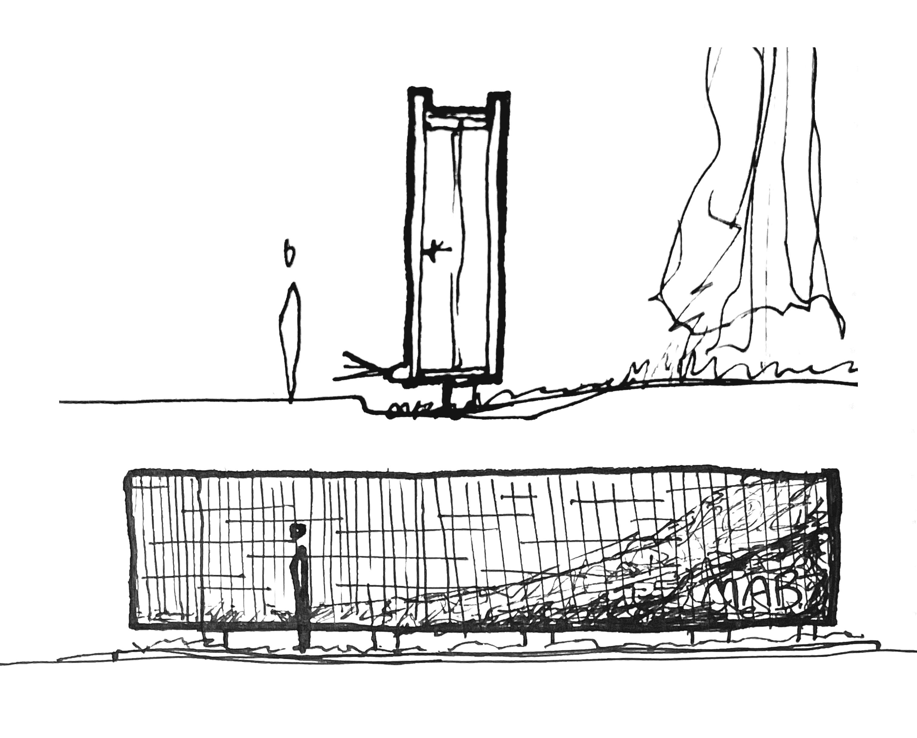 Original design sketch, conceptualizing the project's "dynamic aggregate".