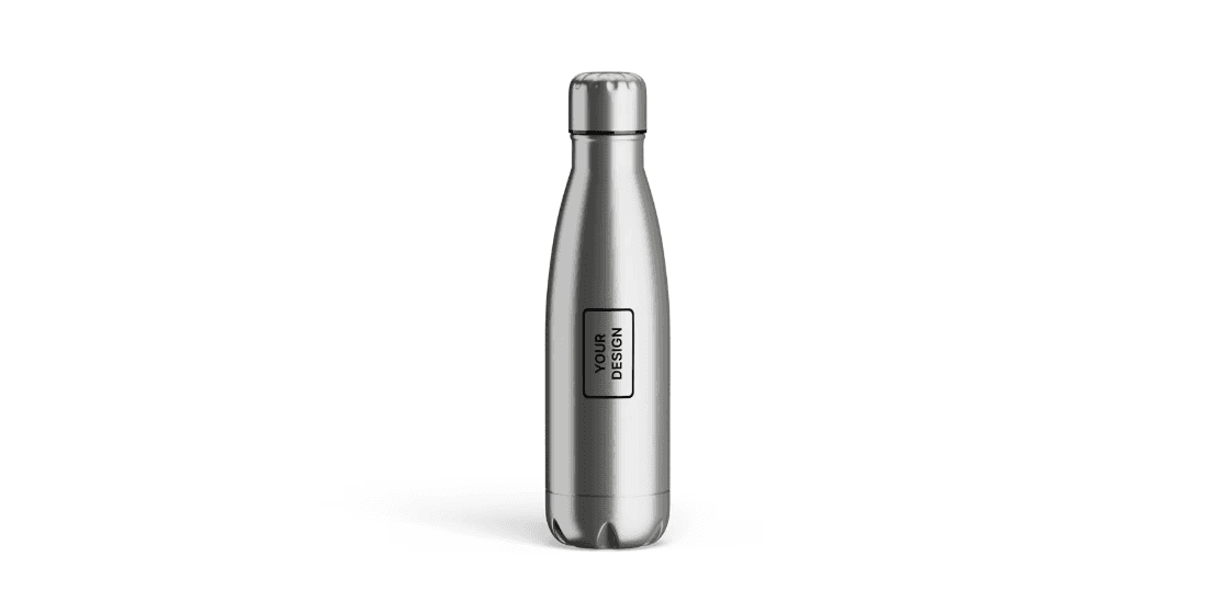 Sleek 17 oz branded water bottle from Monday Merch