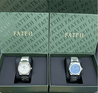 round silver-colored Rolex analog watch with link band