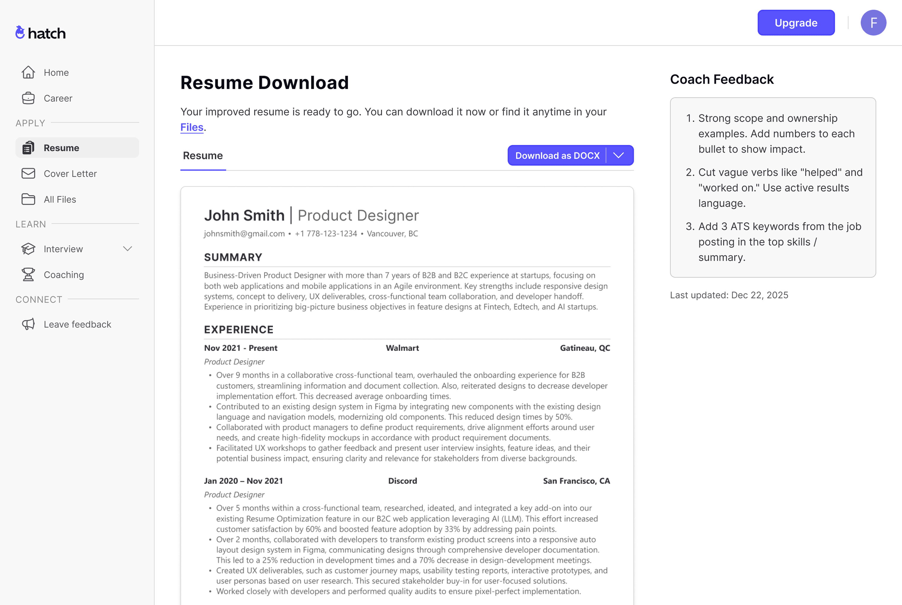 Resume | Coach Feedback