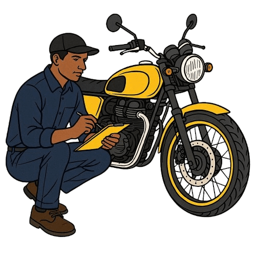Man inspecting vehicle at owner's place