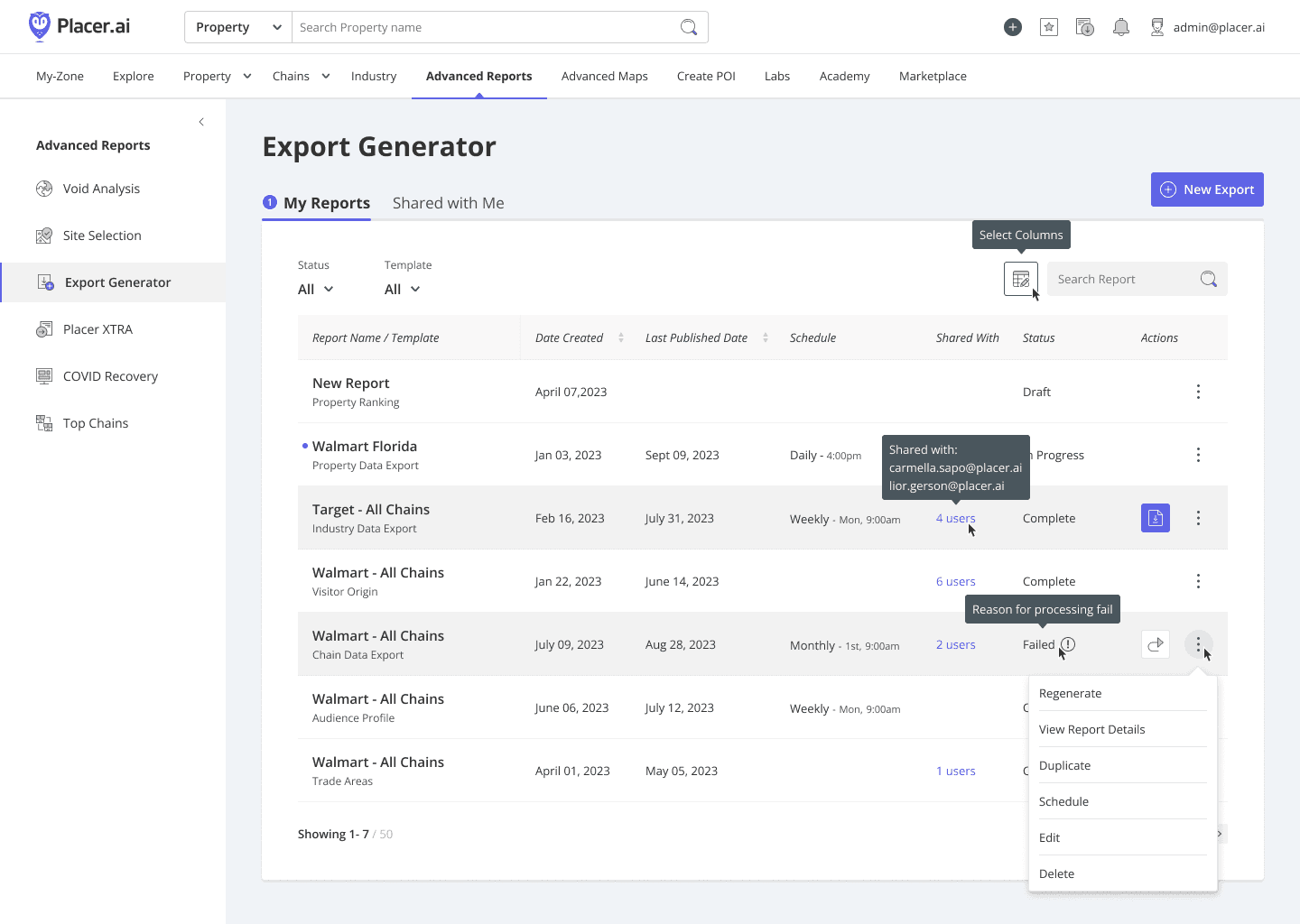 Export generator home once populated