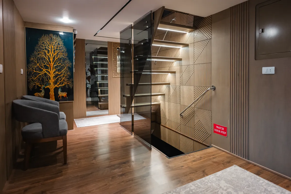 LED-lit staircase on Sea Fox