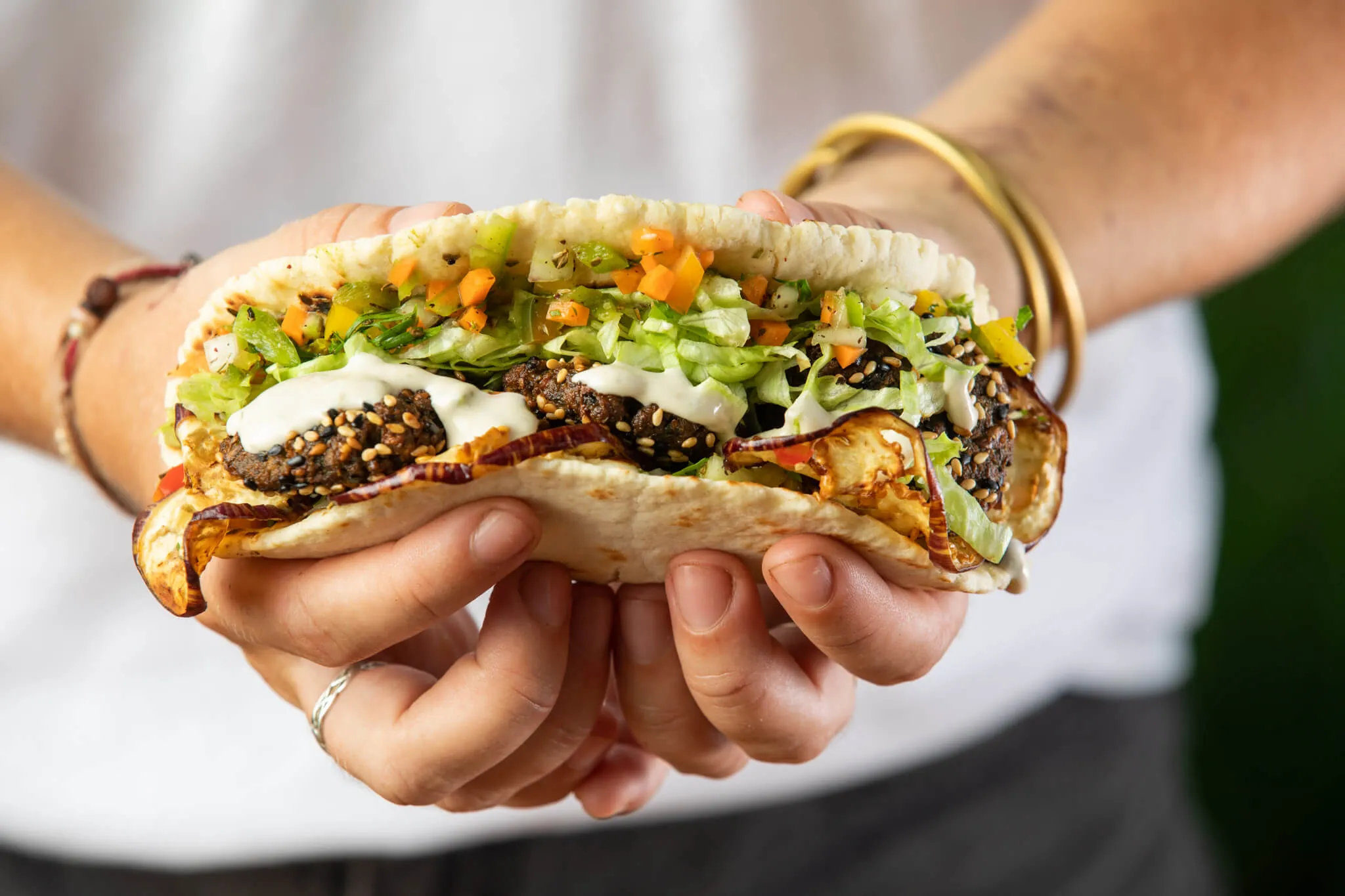 Falafel-stuffed pita from Jaali Kitchen, Casa Jaali