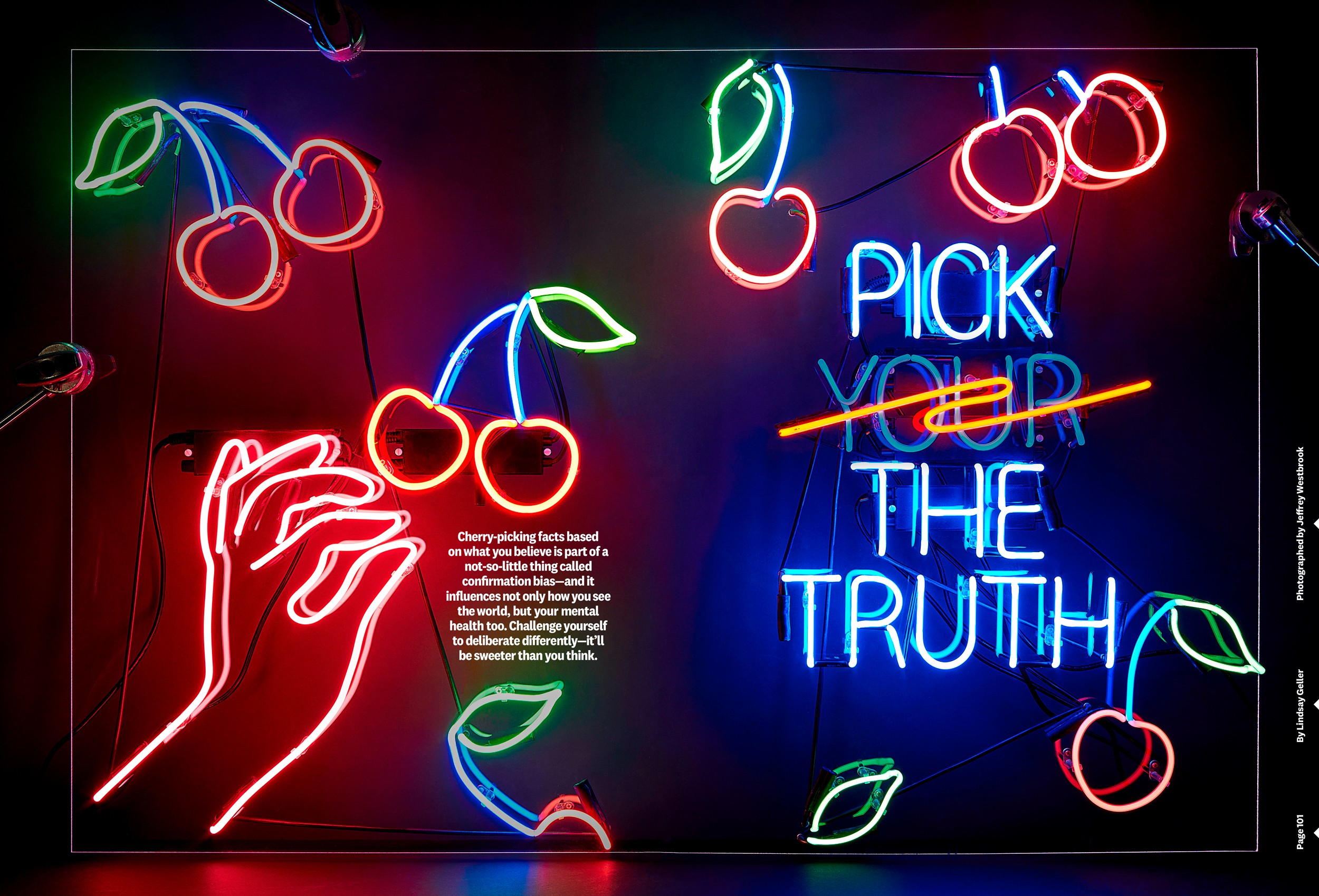 A layout of a neon sign. The sign feature cherries surrounding a hand that is picking a particular one