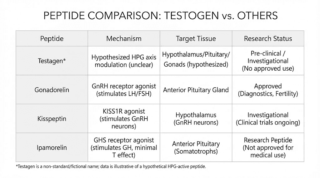Testagen peptide compared to other testosterone-supporting peptides