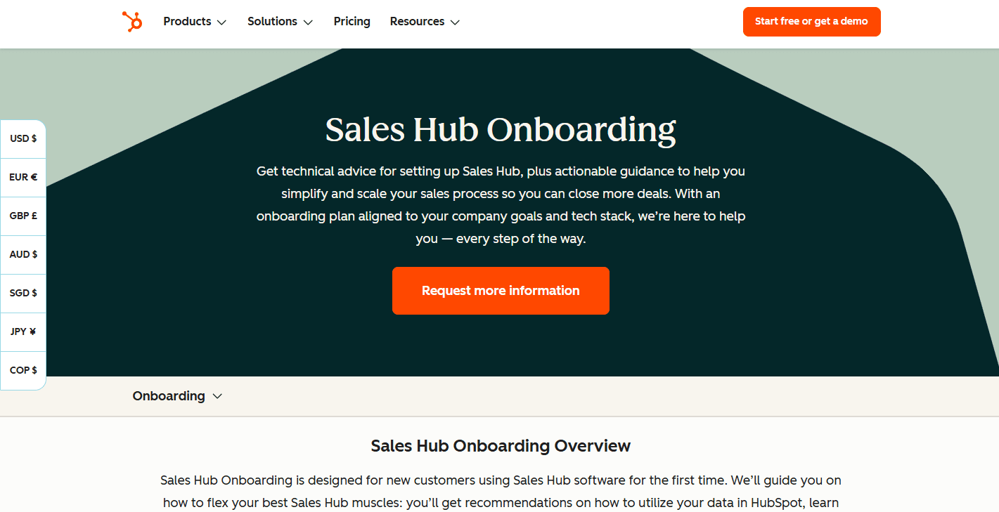 HubSpot Sales Hub home