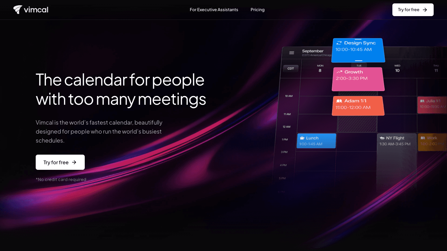 Vimcal calendar app for busy professionals