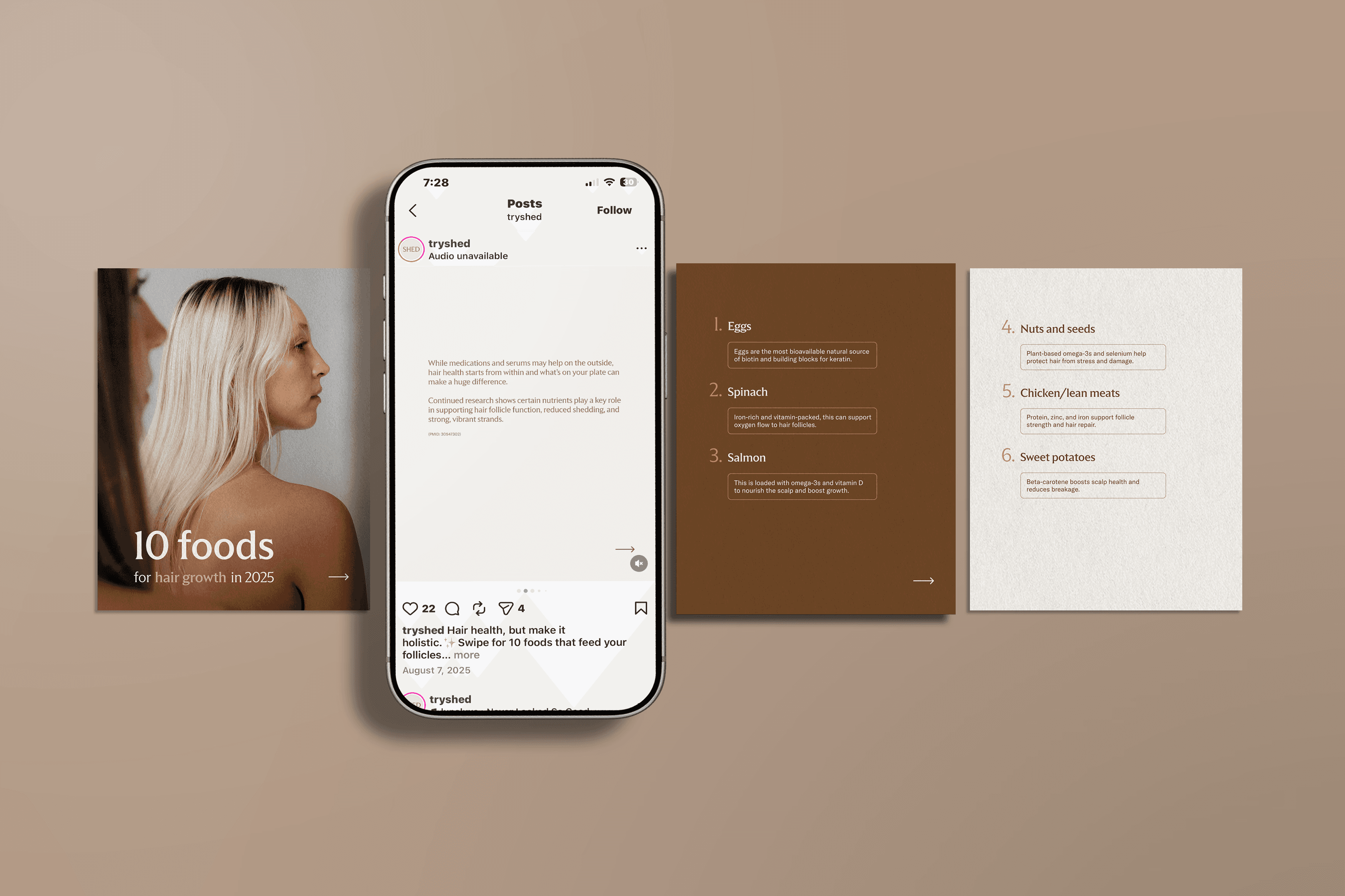 Social media carousel "10 foods for hair growth"