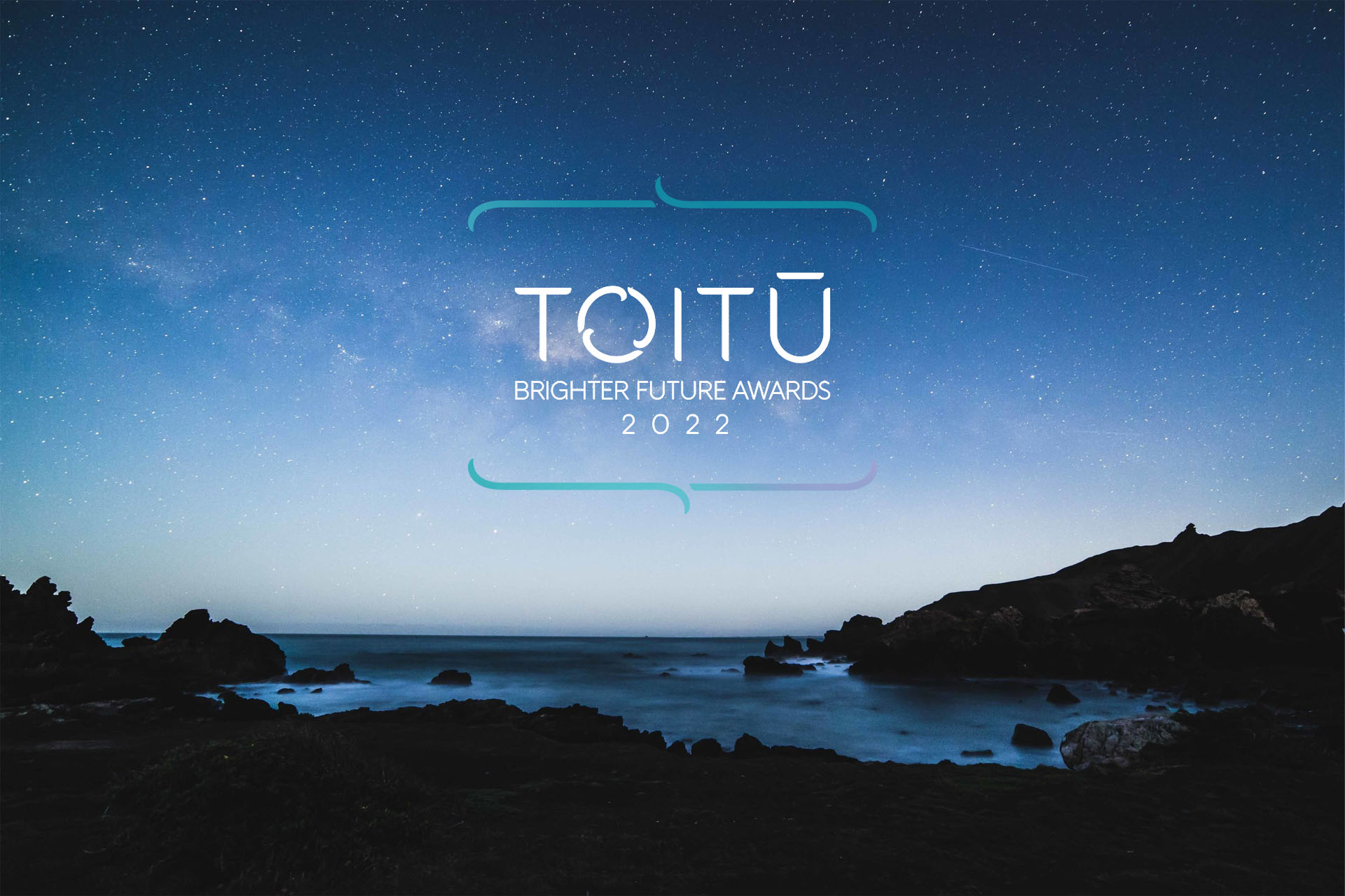 Toitū Brighter Future Awards logo in a beautiful New Zealand setting at sunrise