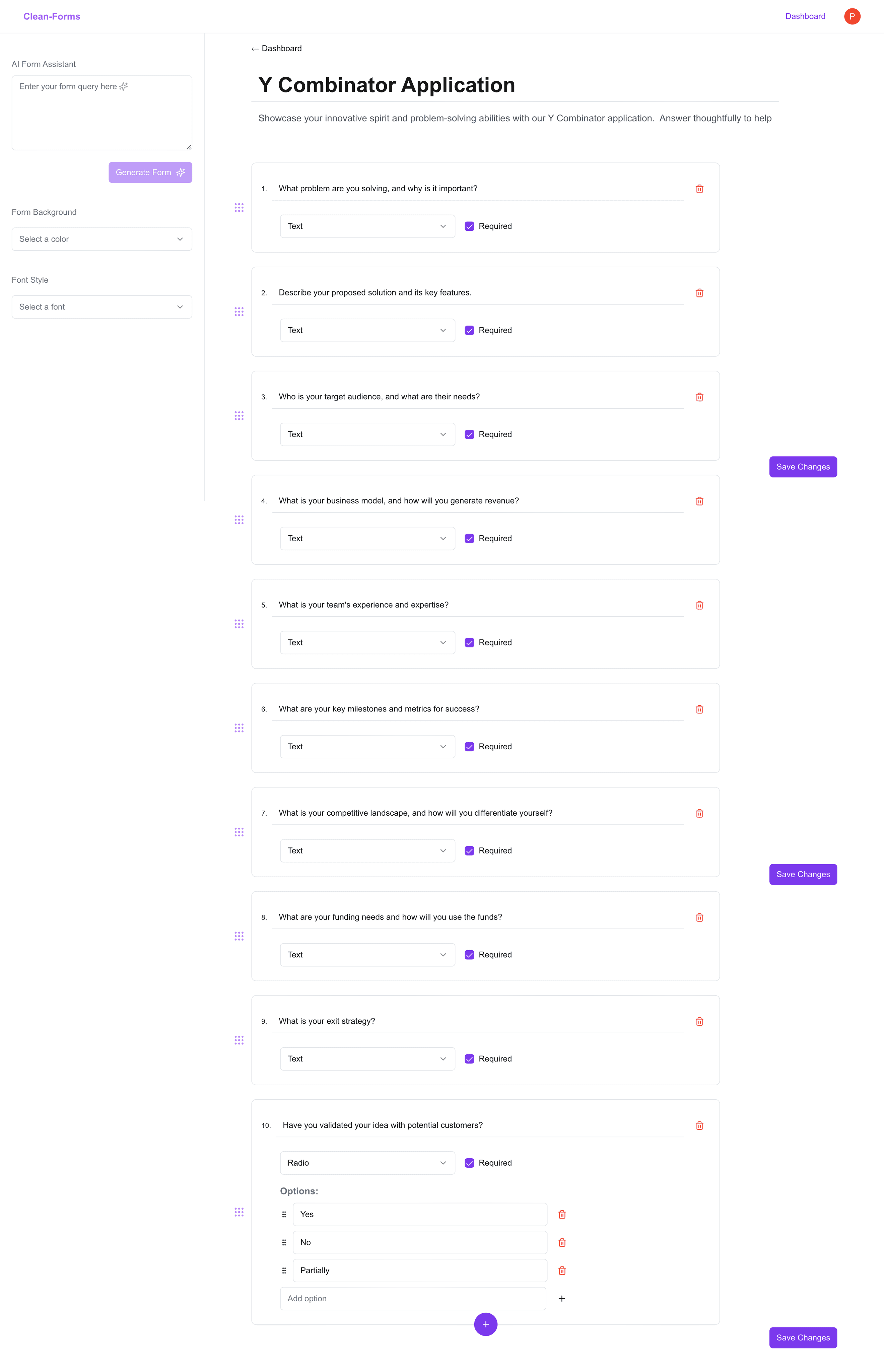 Cleanforms AI - The first Ai powered Form Builder in the world!