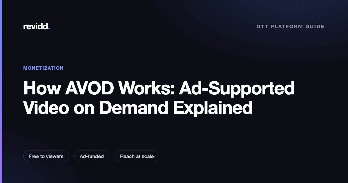 Revidd guide cover: How AVOD works, ad-supported video on demand explained