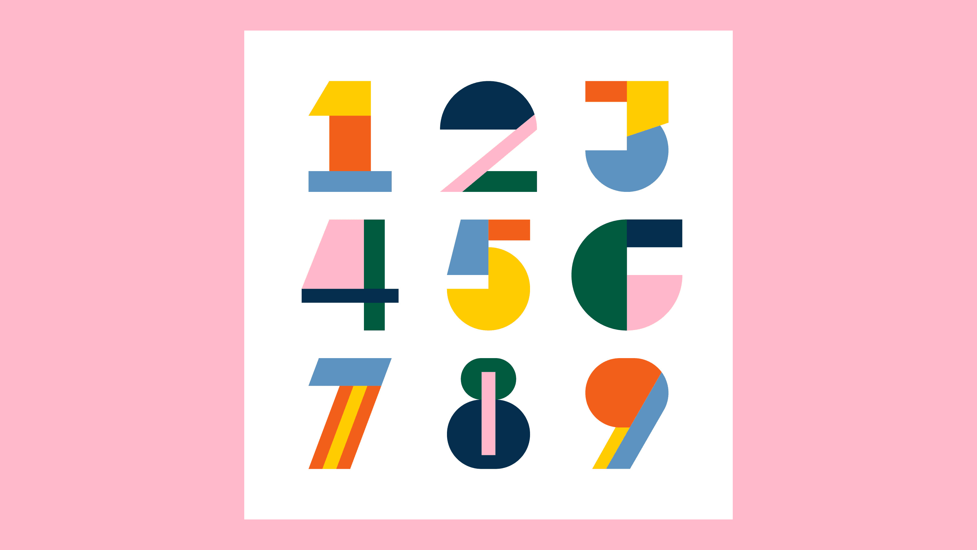 Show design of numbers from 1 to 9 for social media posts