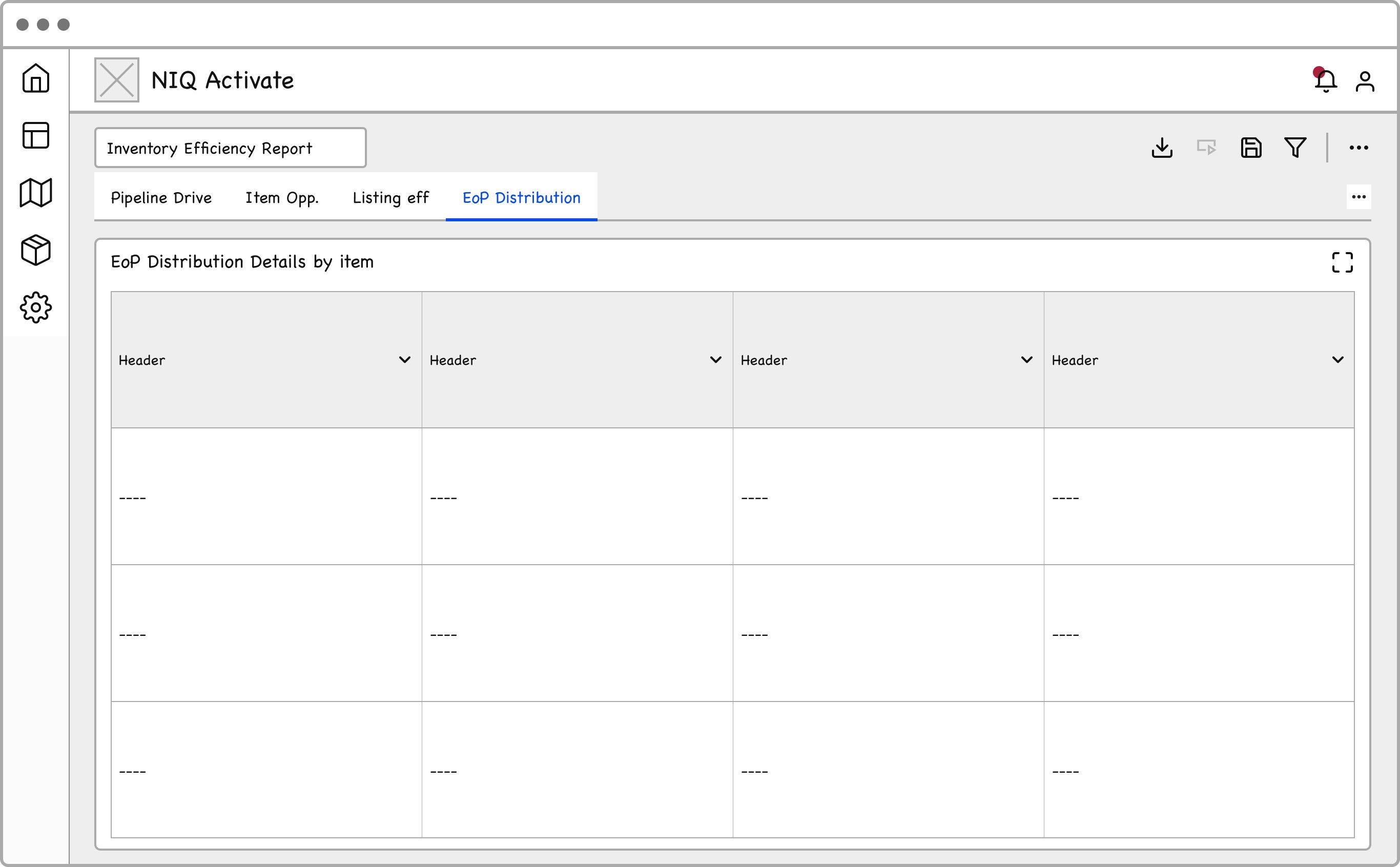End-of-period distribution report wireframe