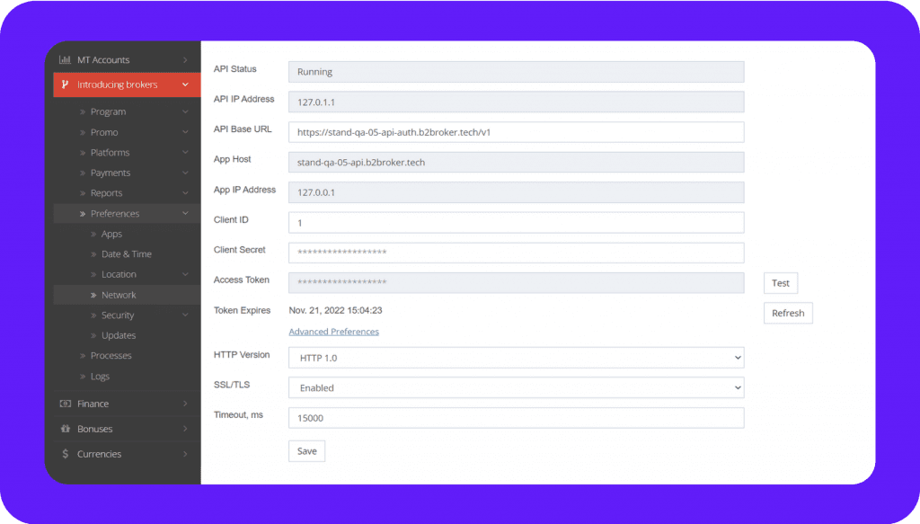 Authorising API Access in B2Core