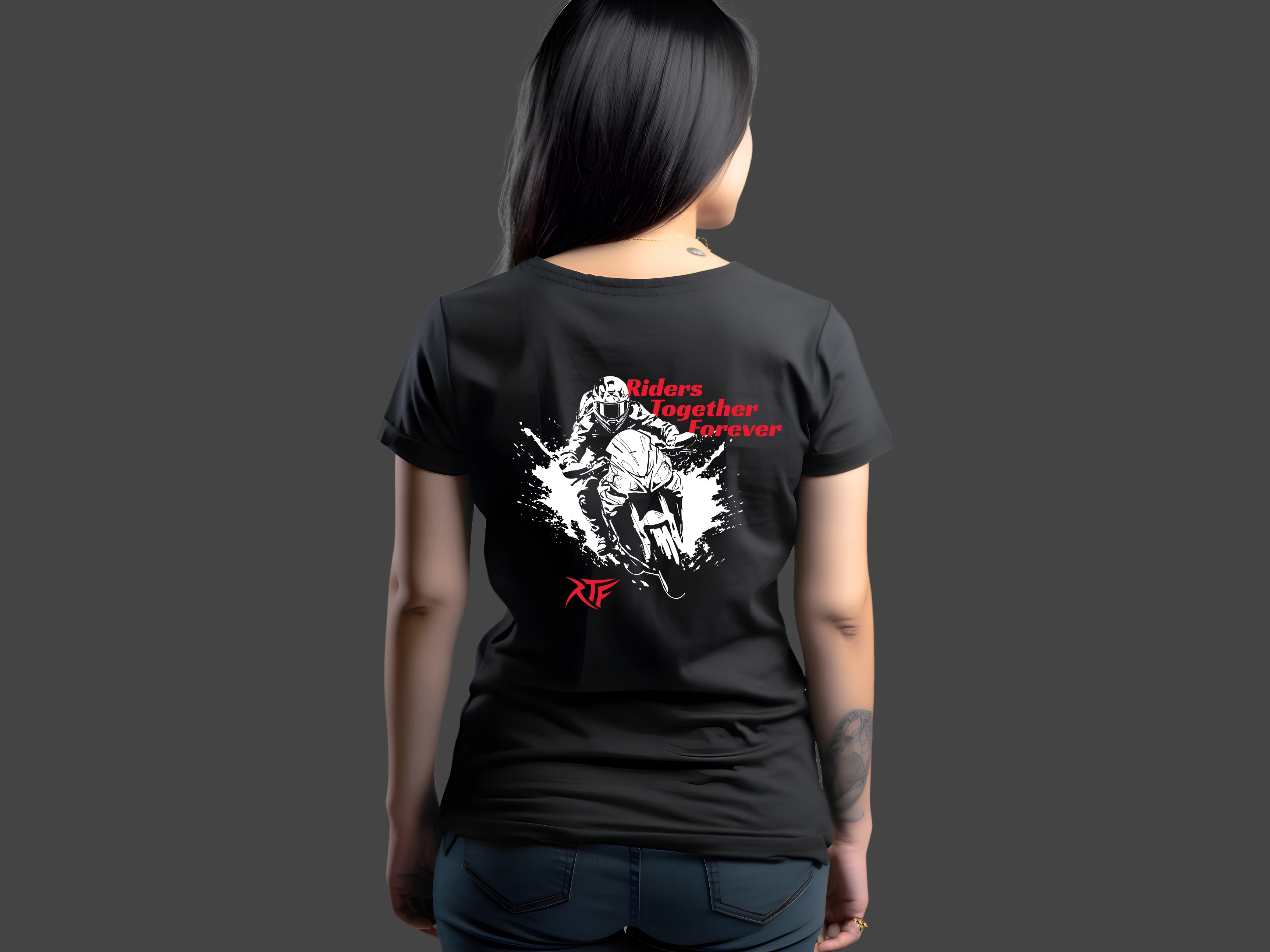 female short sleeve shirt RTF logo mockup