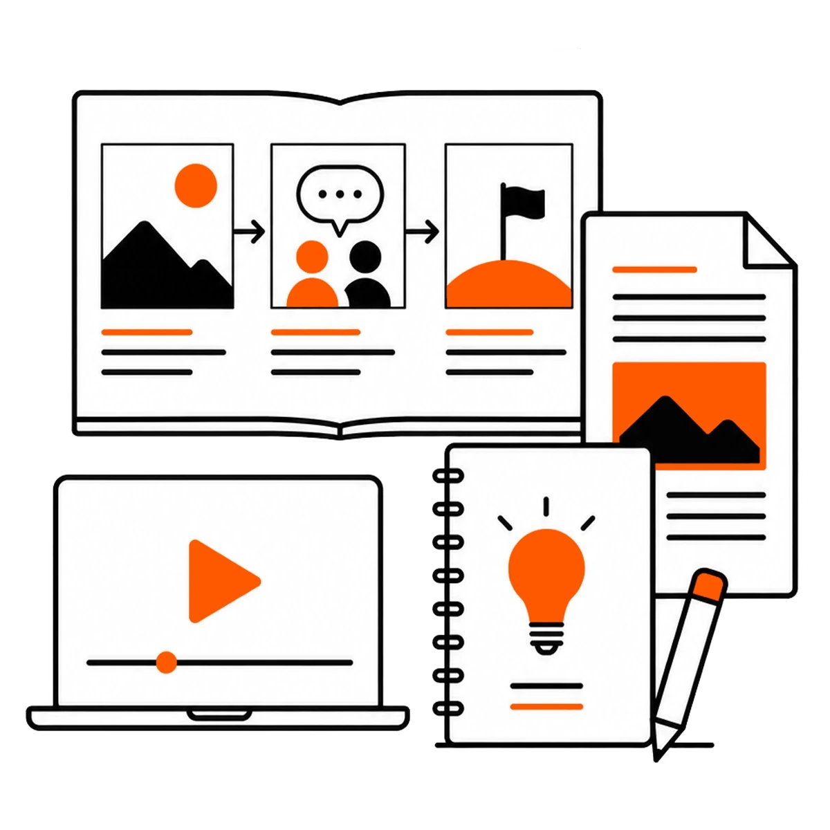 Illustration of storyboarding and editorial design