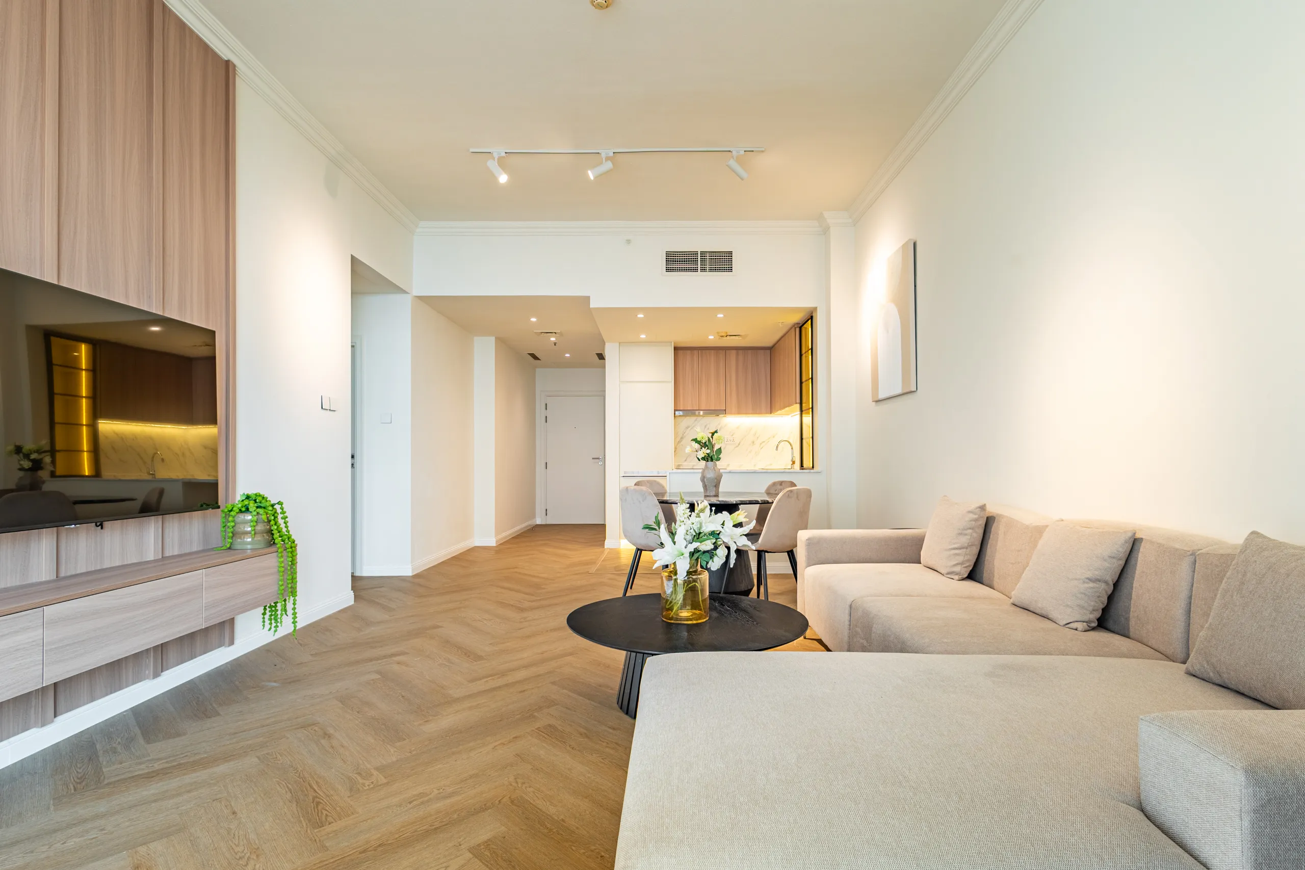 Horizontal image of a living room.