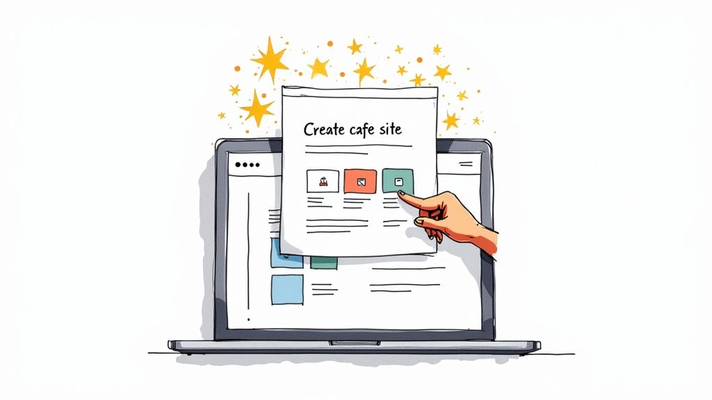 A person using an AI-powered website builder on a computer, showing an easy and intuitive design process.