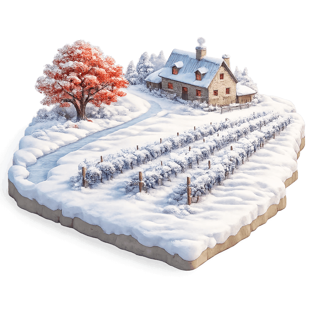 Artistic illustration of the Québec wine region.