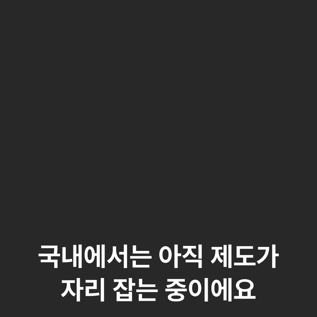 국내에서는 아직 제도가 자리 잡는 중이에요