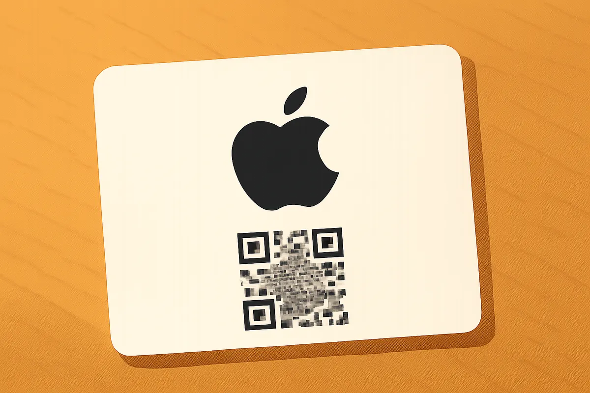 Close-up de um gift card da Apple com código visível